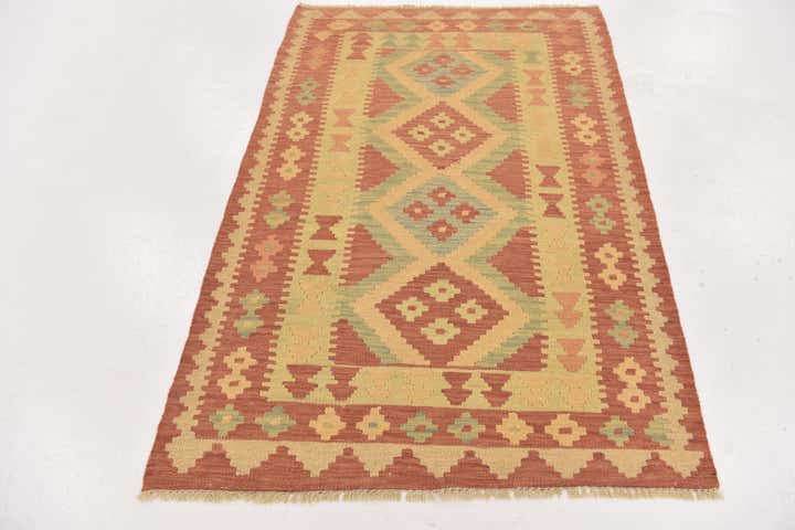 2' 9 x 4' 3 Hand Woven Kilim Waziri Wool Rug