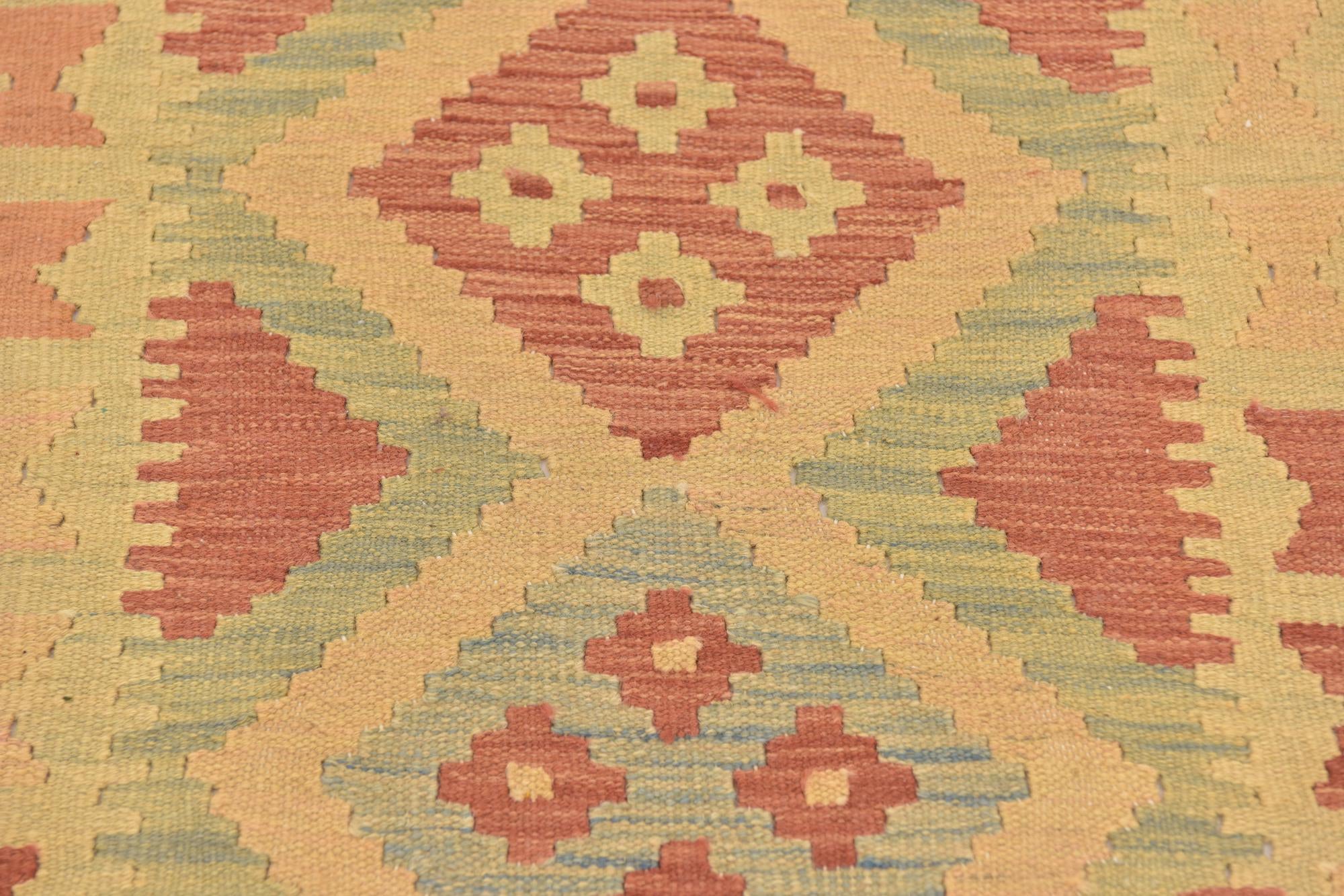 2' 9 x 4' 3 Hand Woven Kilim Waziri Wool Rug