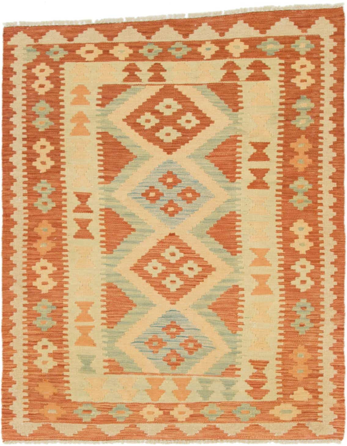 2' 9 x 4' 3 Hand Woven Kilim Waziri Wool Rug