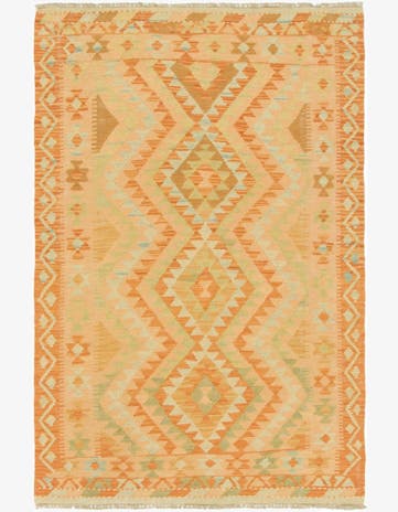 3' 2 x 4' 8 Hand Woven Kilim Waziri Wool Rug