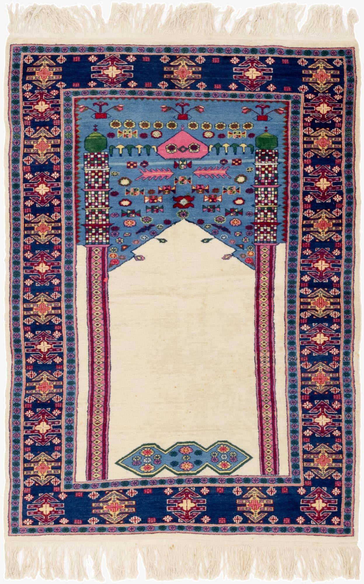 4' x 5' 10  Hand Knotted Lahour Oriental Wool Rug