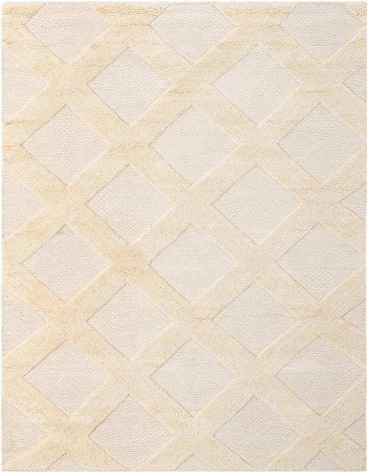 Detail image of 5' 1 x 8' Hand Woven Lattice Wool Rug