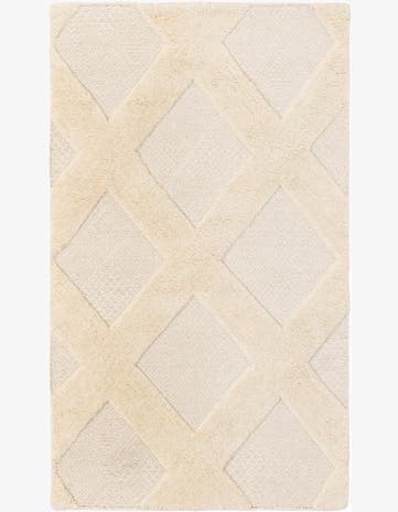 Ivory Hand Woven Lattice Wool Rug