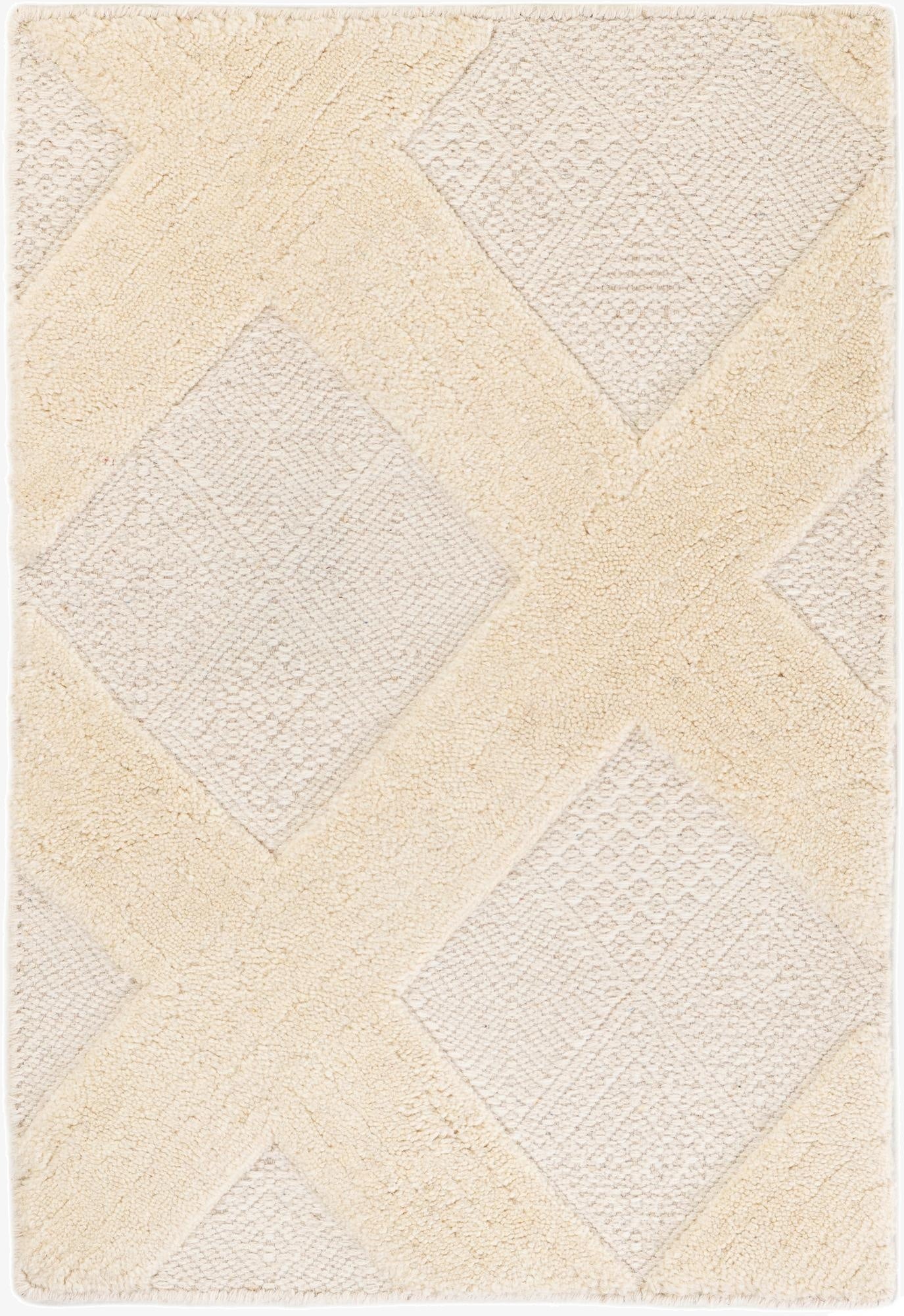 2' x 3' 1  Hand Woven Lattice Wool Rug