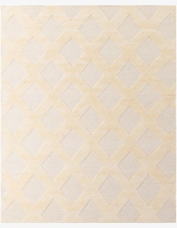 Ivory Hand Woven Lattice Wool Rug