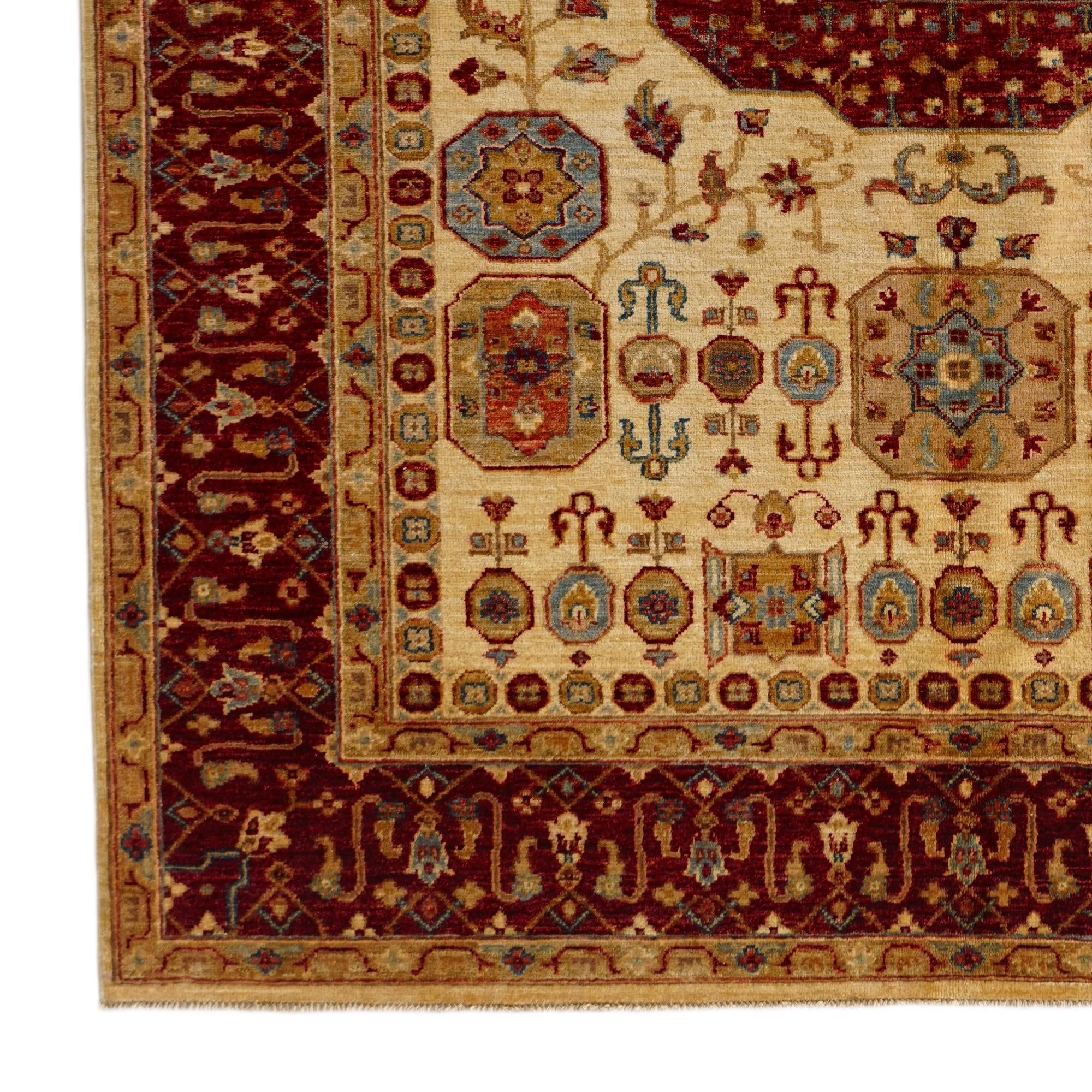 5' 8 x 8' Hand Knotted Mamluk Ziegler Rug