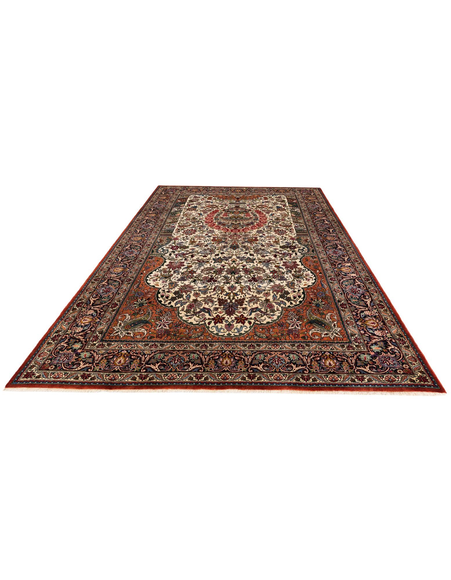 6' 7 x 9' 4 Hand Knotted Mashad Persian Wool Rug
