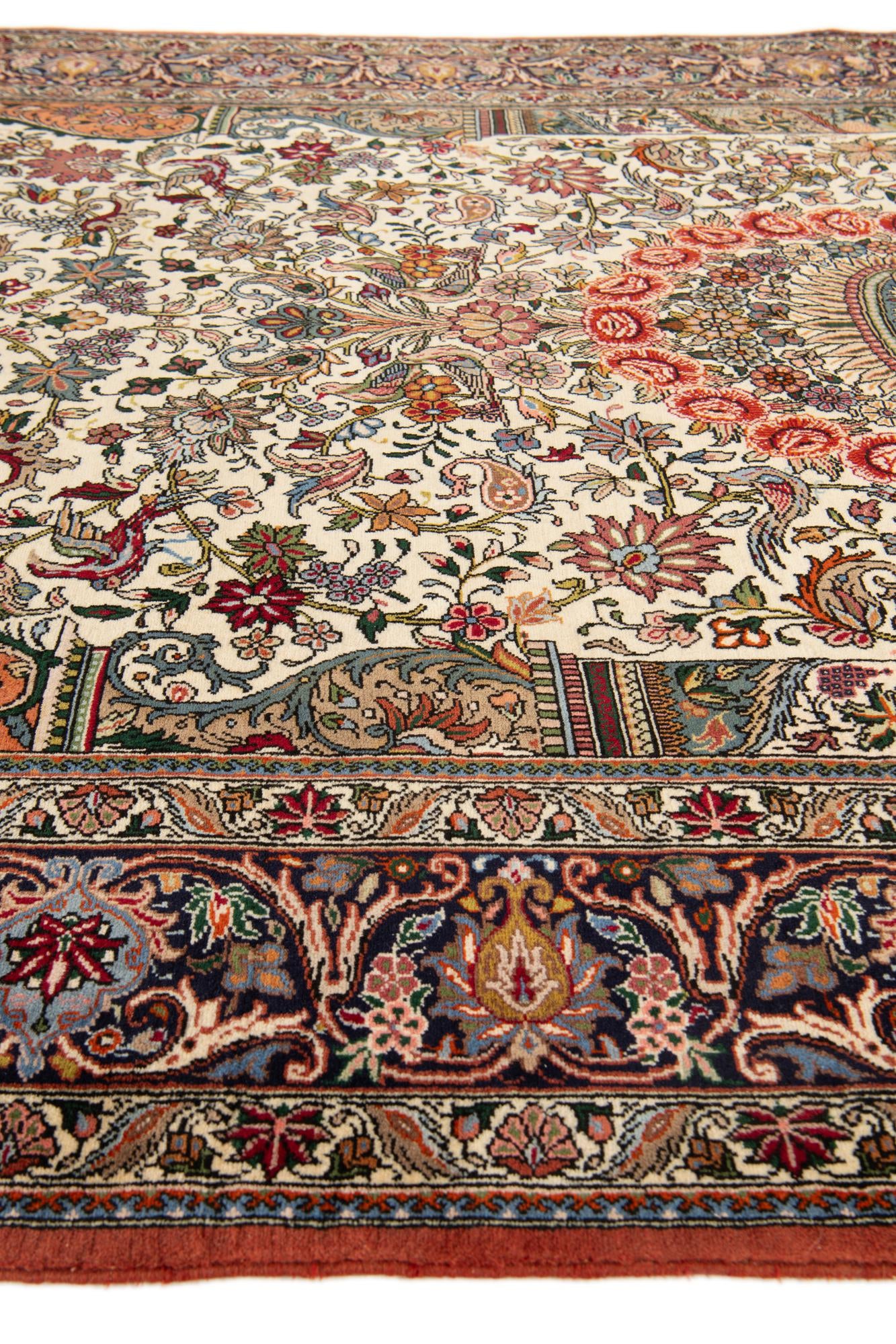 6' 7 x 9' 4 Hand Knotted Mashad Persian Wool Rug