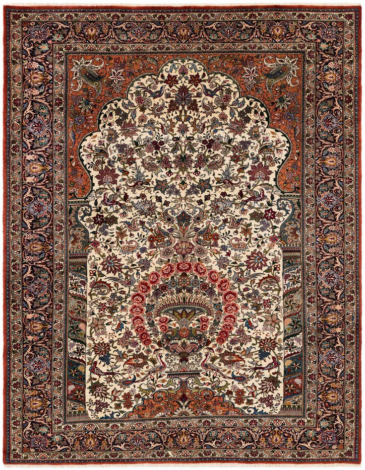 Detail image of 6' 7 x 9' 4 Hand Knotted Mashad Persian Wool Rug
