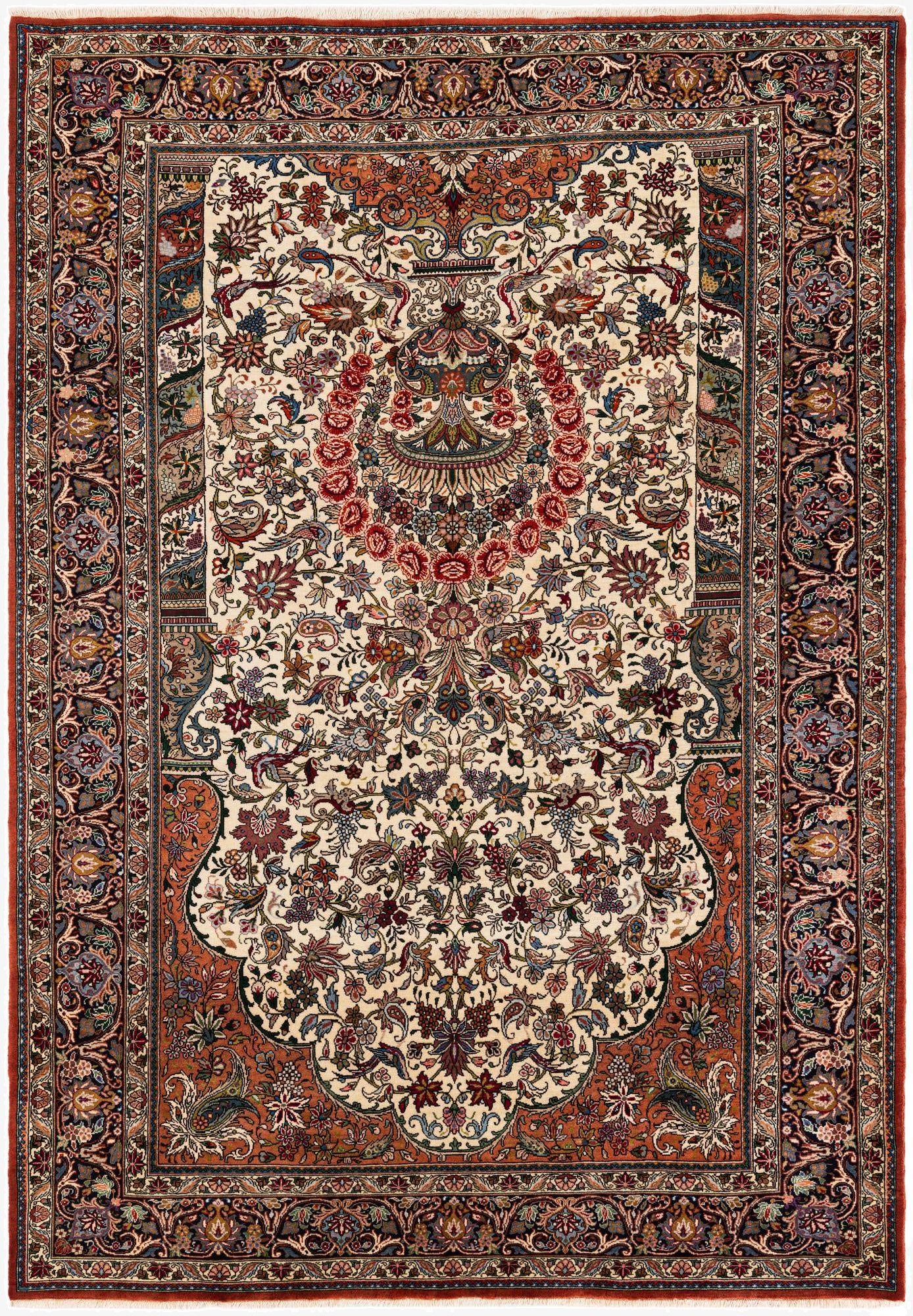 6' 7 x 9' 4  Hand Knotted Mashad Persian Wool Rug