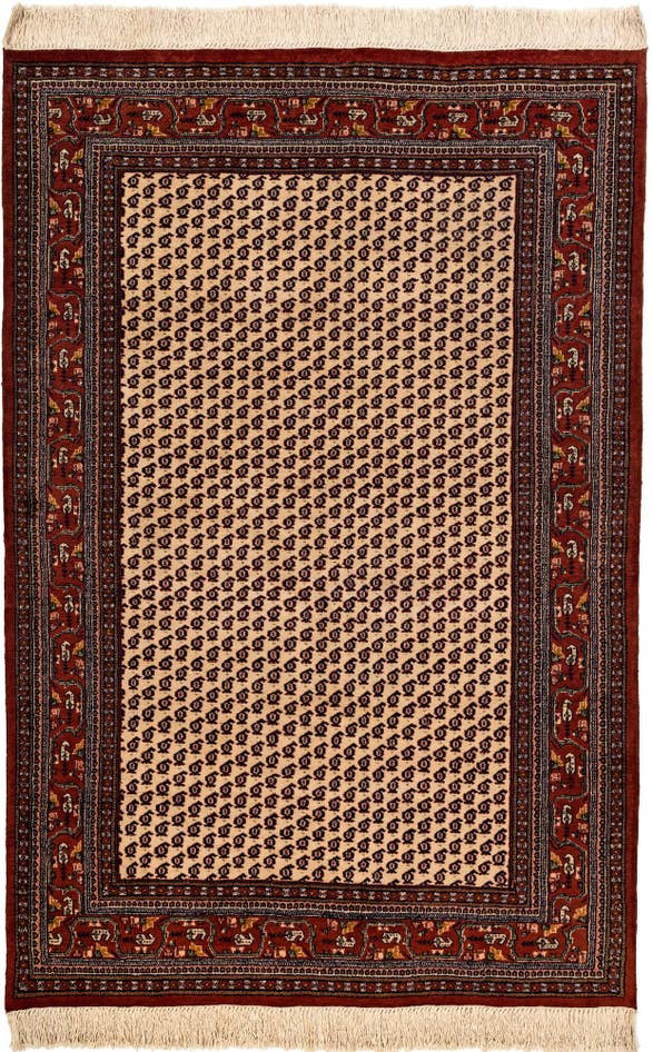 Detail image of 4' 2 x 6' 4 Hand Knotted Mir Wool Rug