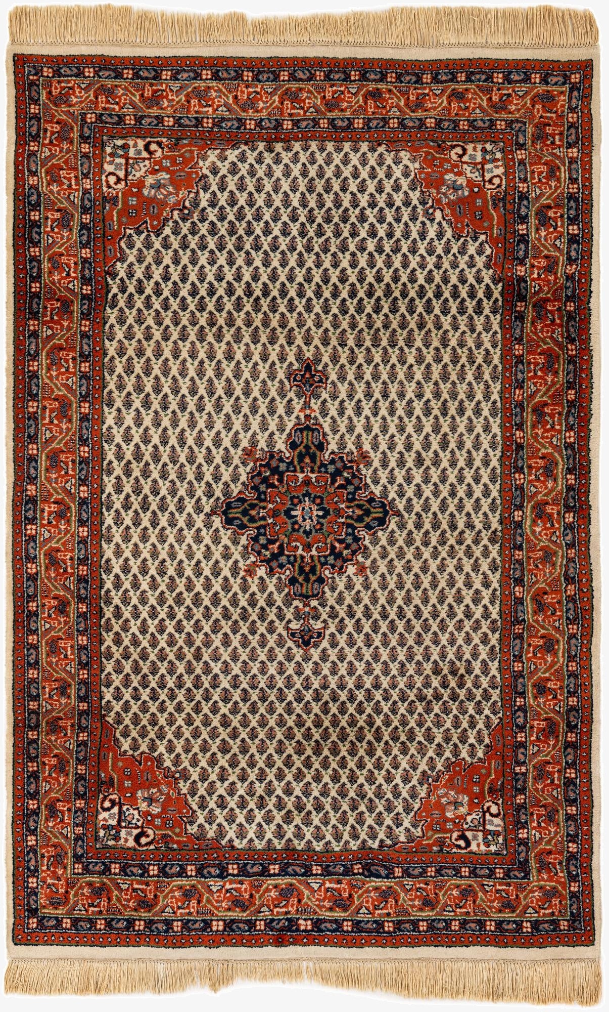 4' 2 x 6' 6  Hand Knotted Mir Wool Rug