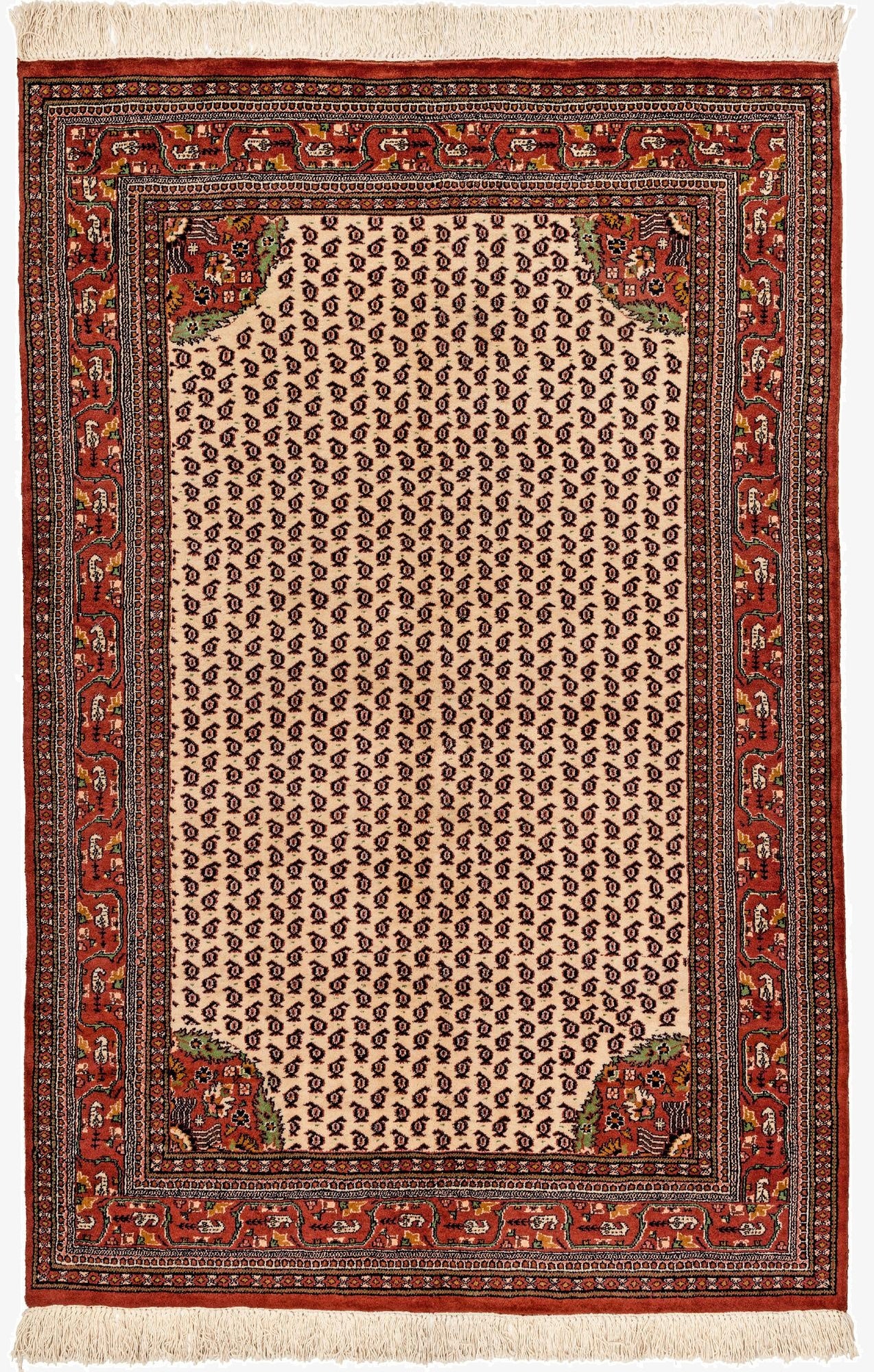 4' 3 x 6' 6  Hand Knotted Mir Oriental Wool Rug