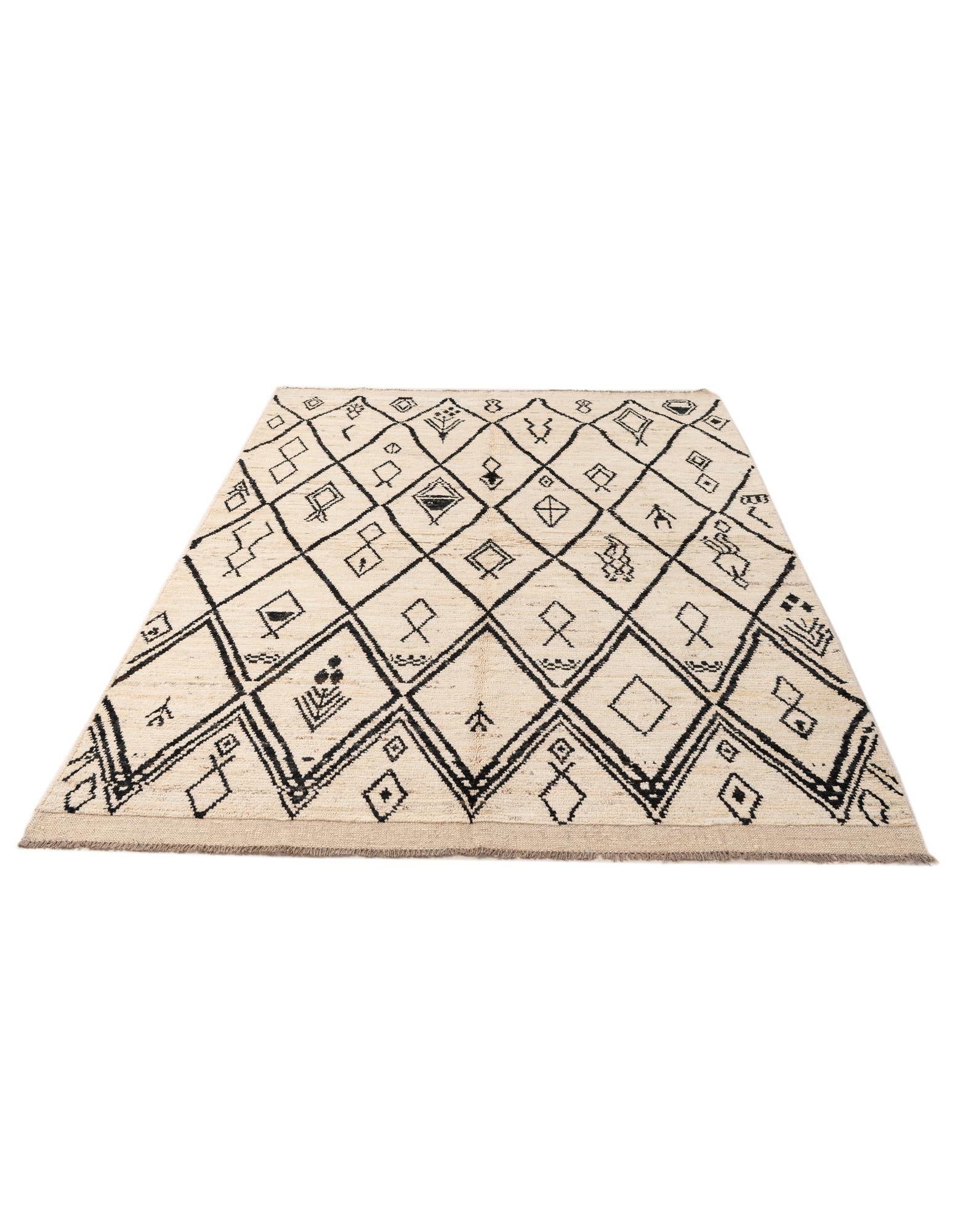 5' 10 x 8' 5 Hand Knotted Moroccan Wool Rug
