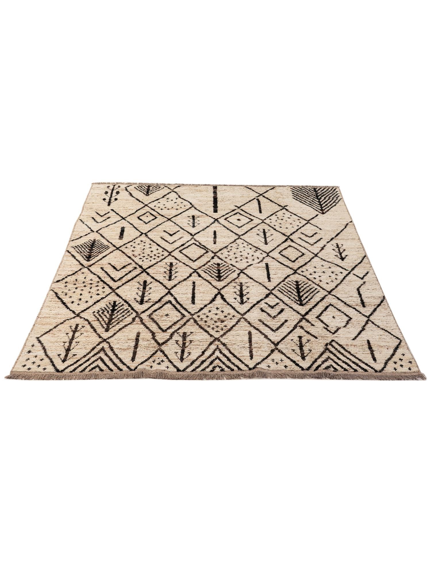 6' 10 x 9' 3 Hand Knotted Moroccan Wool Rug