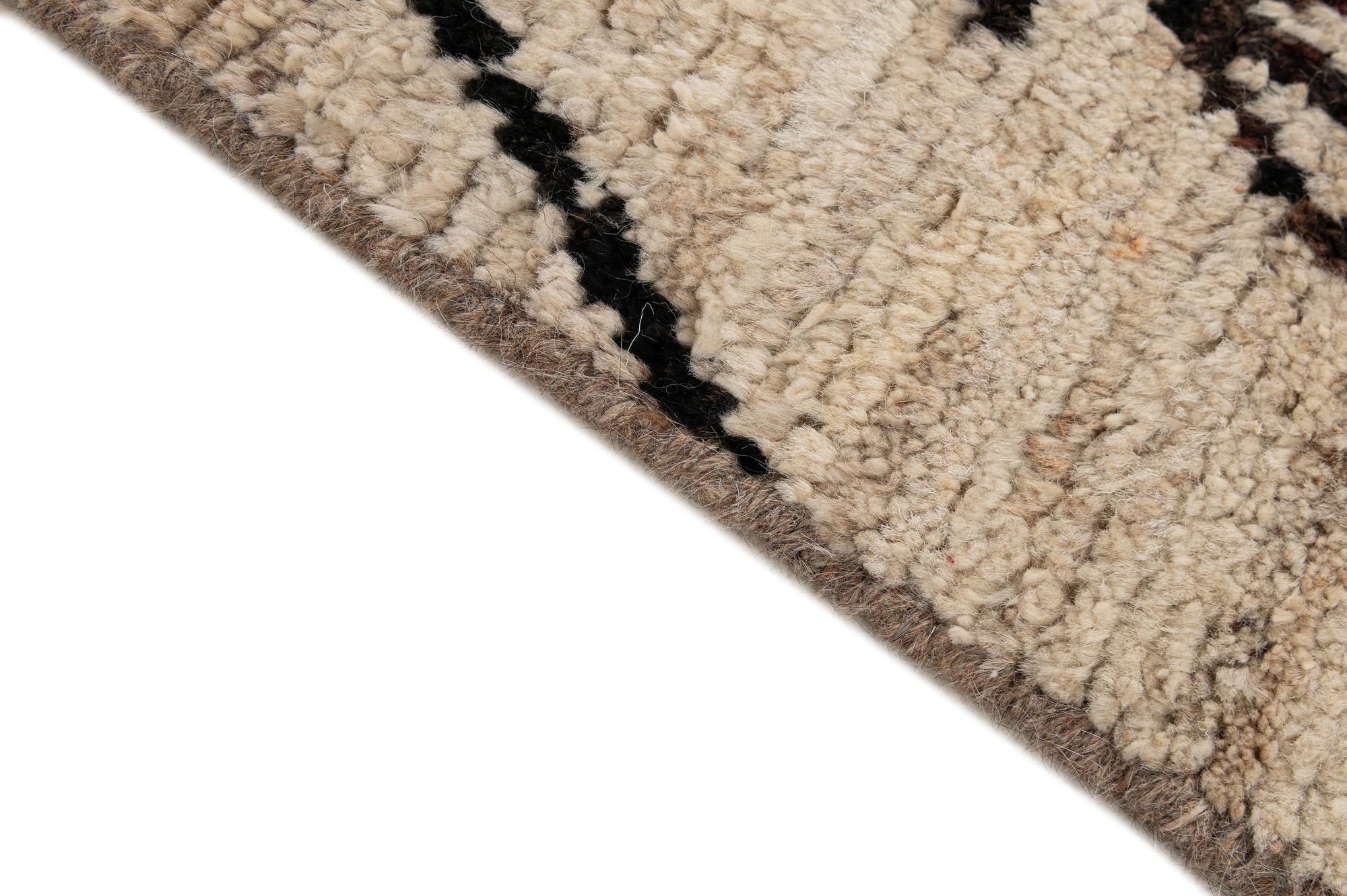 6' 10 x 9' 3 Hand Knotted Moroccan Wool Rug