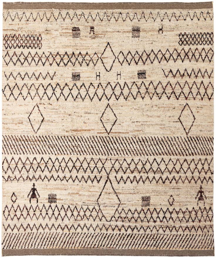 Detail image of 8' 1 x 9' 9 Hand Knotted Moroccan Wool Rug