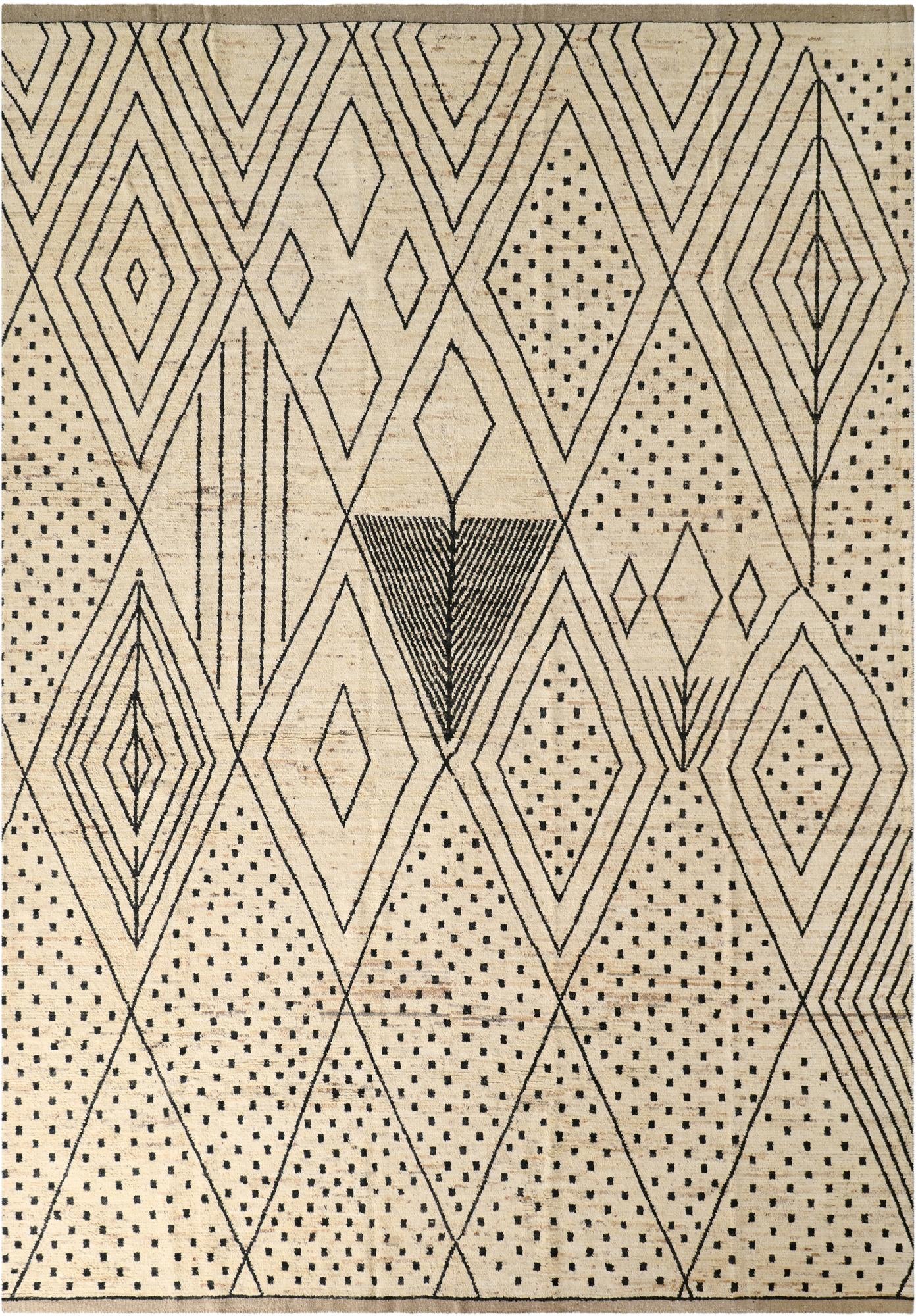 12' 4 x 17' 6  Hand Knotted Moroccan Wool Rug