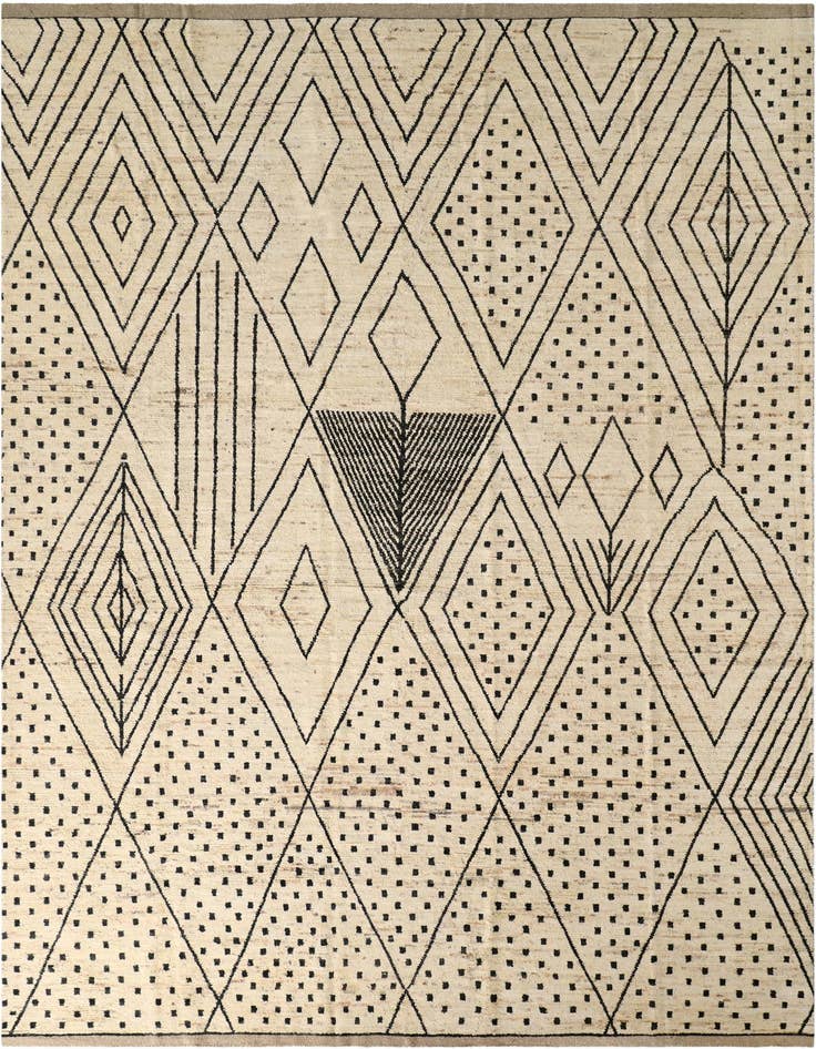 Detail image of 12' 4 x 17' 6 Hand Knotted Moroccan Wool Rug