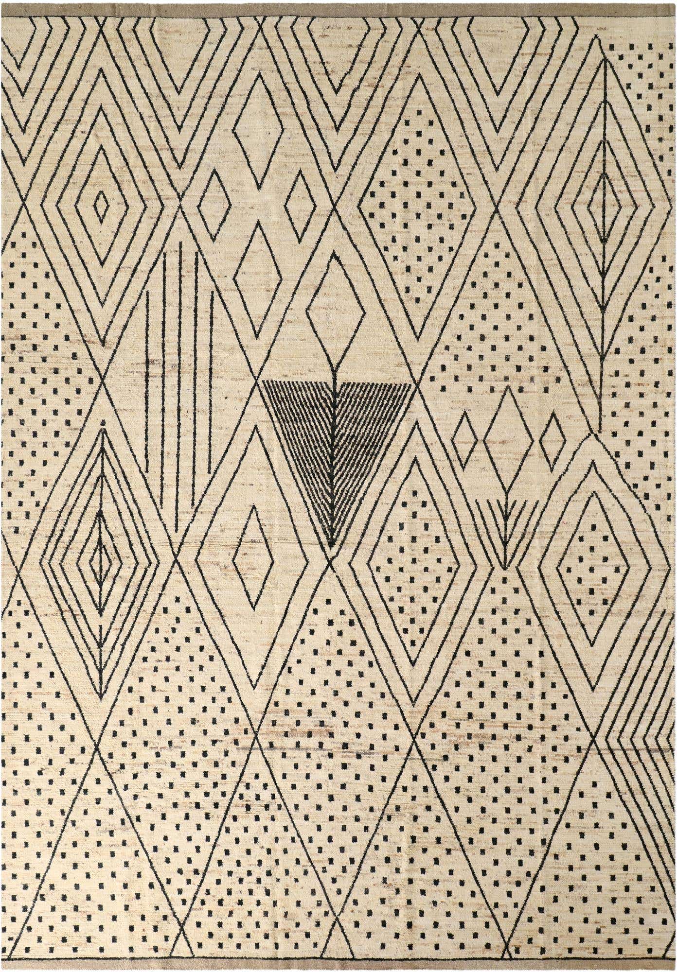 12' 4 x 17' 6 Hand Knotted Moroccan Wool Rug