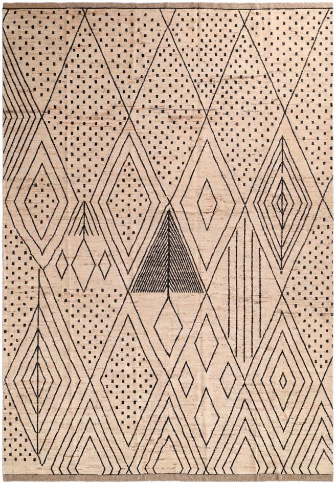 Detail image of 12' 4 x 17' 6 Hand Knotted Moroccan Wool Rug