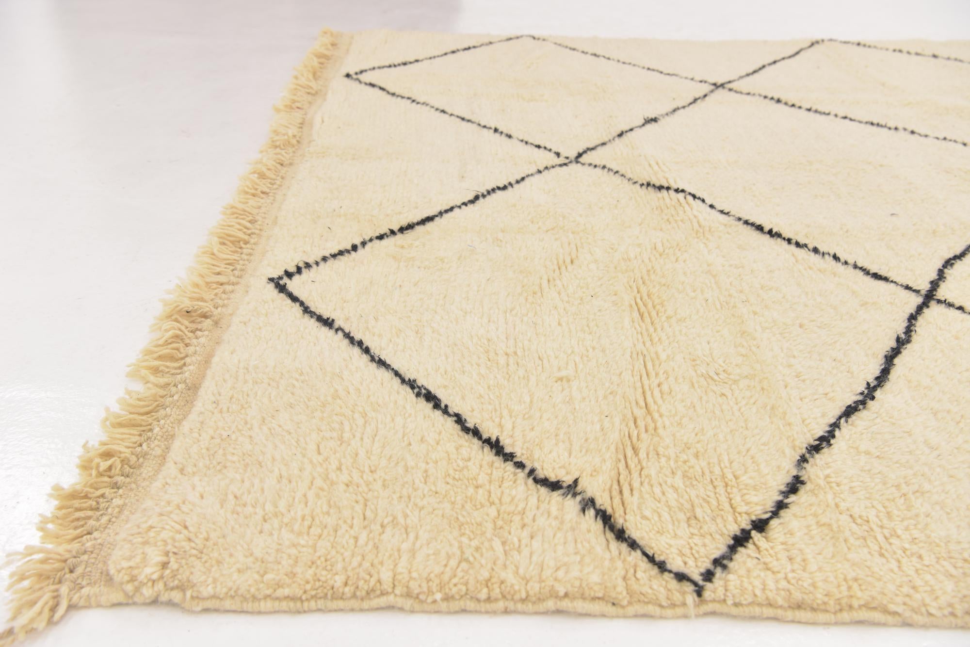 6' 10 x 9' 7 Hand Knotted Moroccan Wool Rug
