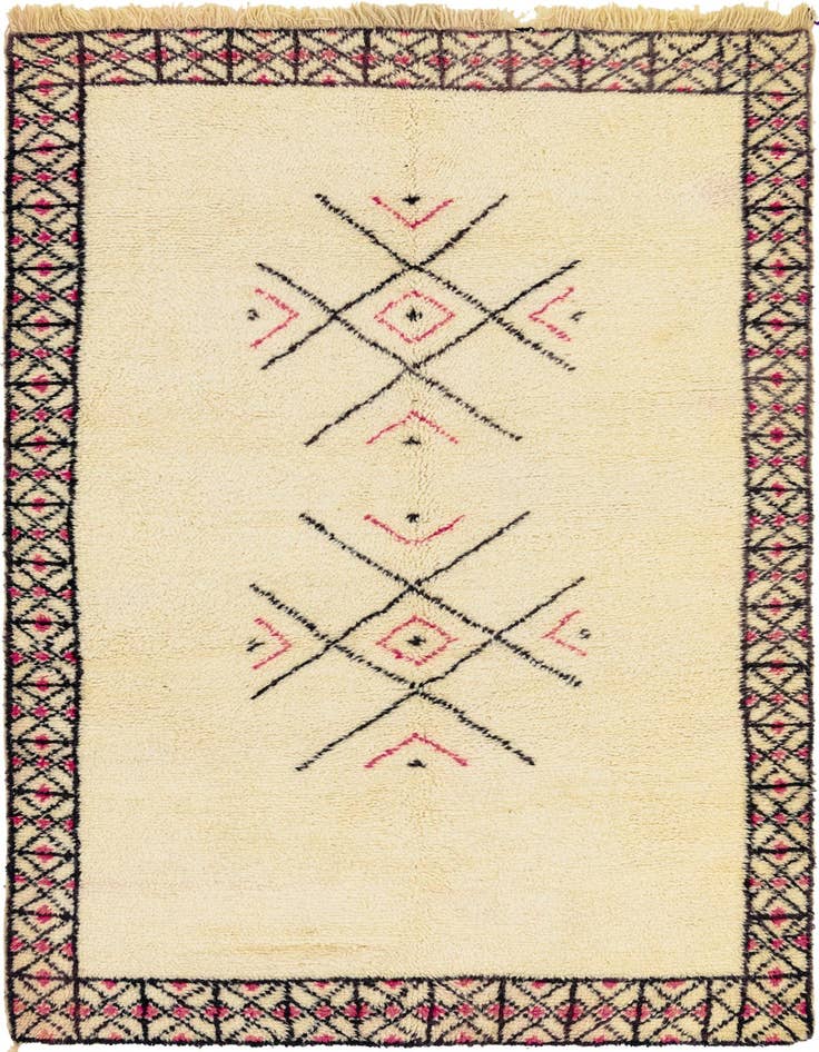 Detail image of 5' 2 x 9' Hand Knotted Moroccan Wool Rug