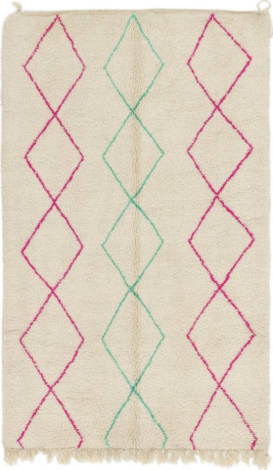 Detail image of 4' 9 x 8' Hand Knotted Moroccan Wool Rug