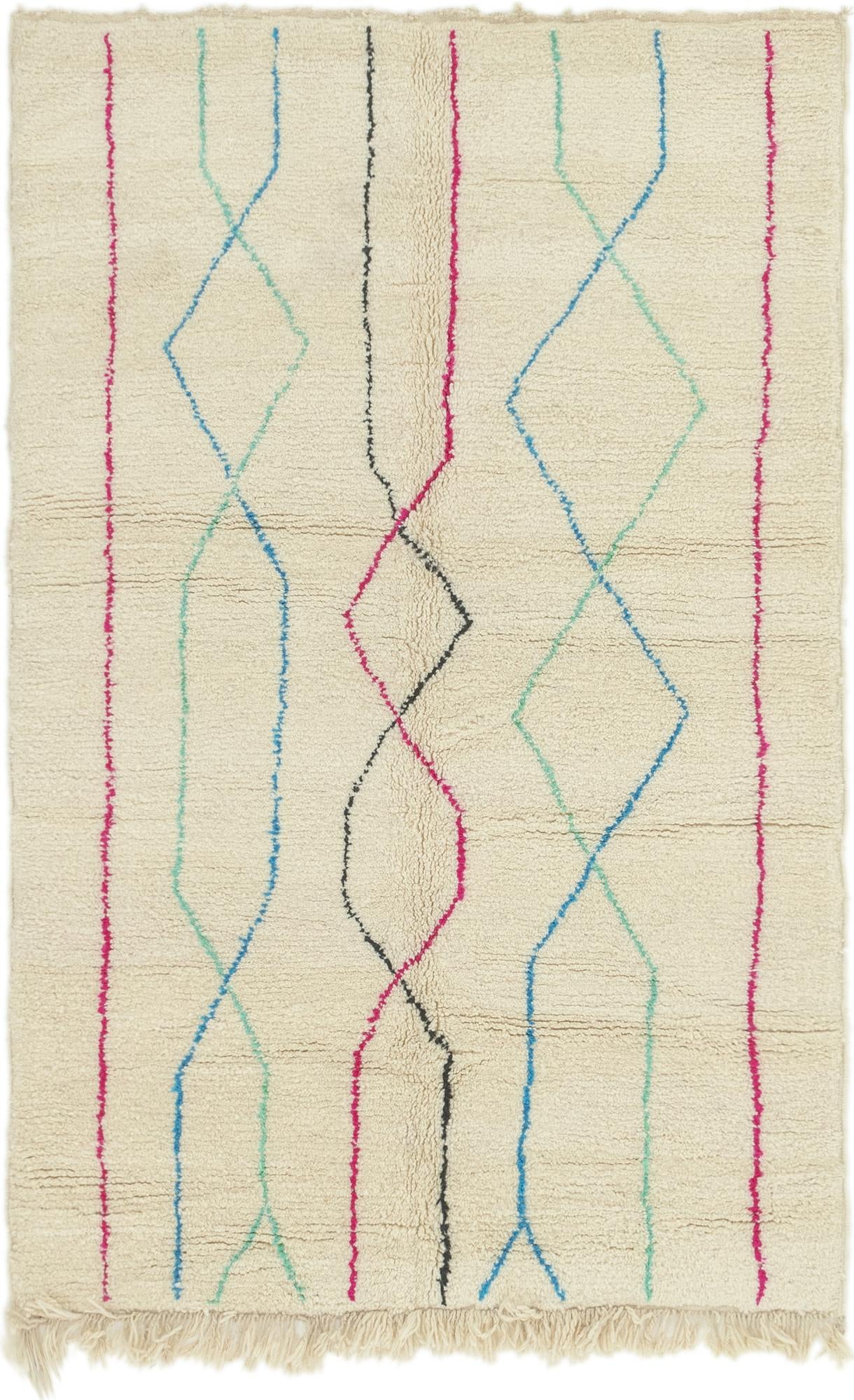 5' x 8' Hand Knotted Moroccan Wool Rug