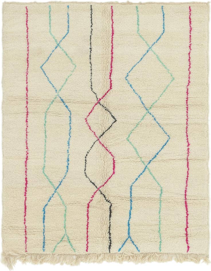 Detail image of 5' x 8' Hand Knotted Moroccan Wool Rug