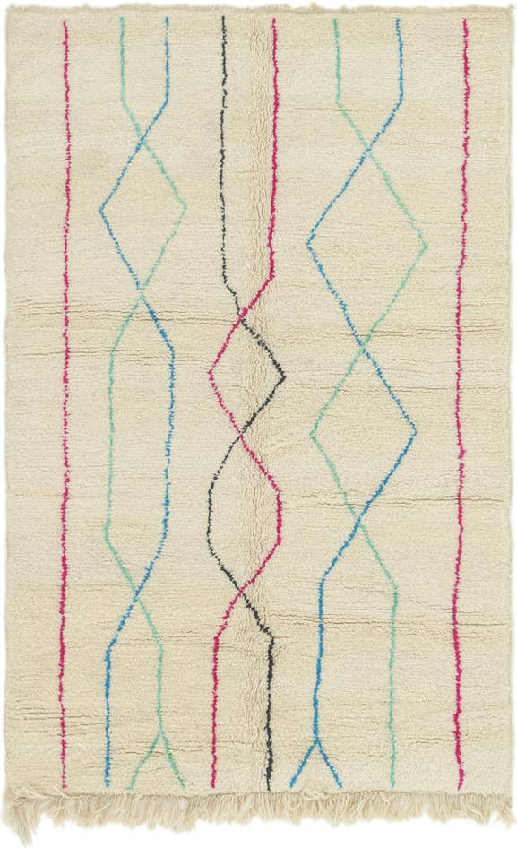 Detail image of 5' x 8' Hand Knotted Moroccan Wool Rug