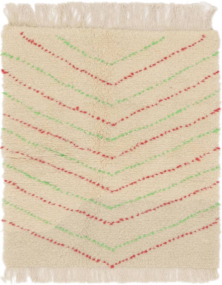 Detail image of 3' 2 x 4' 10 Hand Knotted Moroccan Wool Rug
