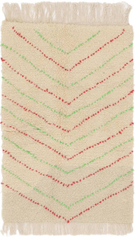 Detail image of 3' 2 x 4' 10 Hand Knotted Moroccan Wool Rug