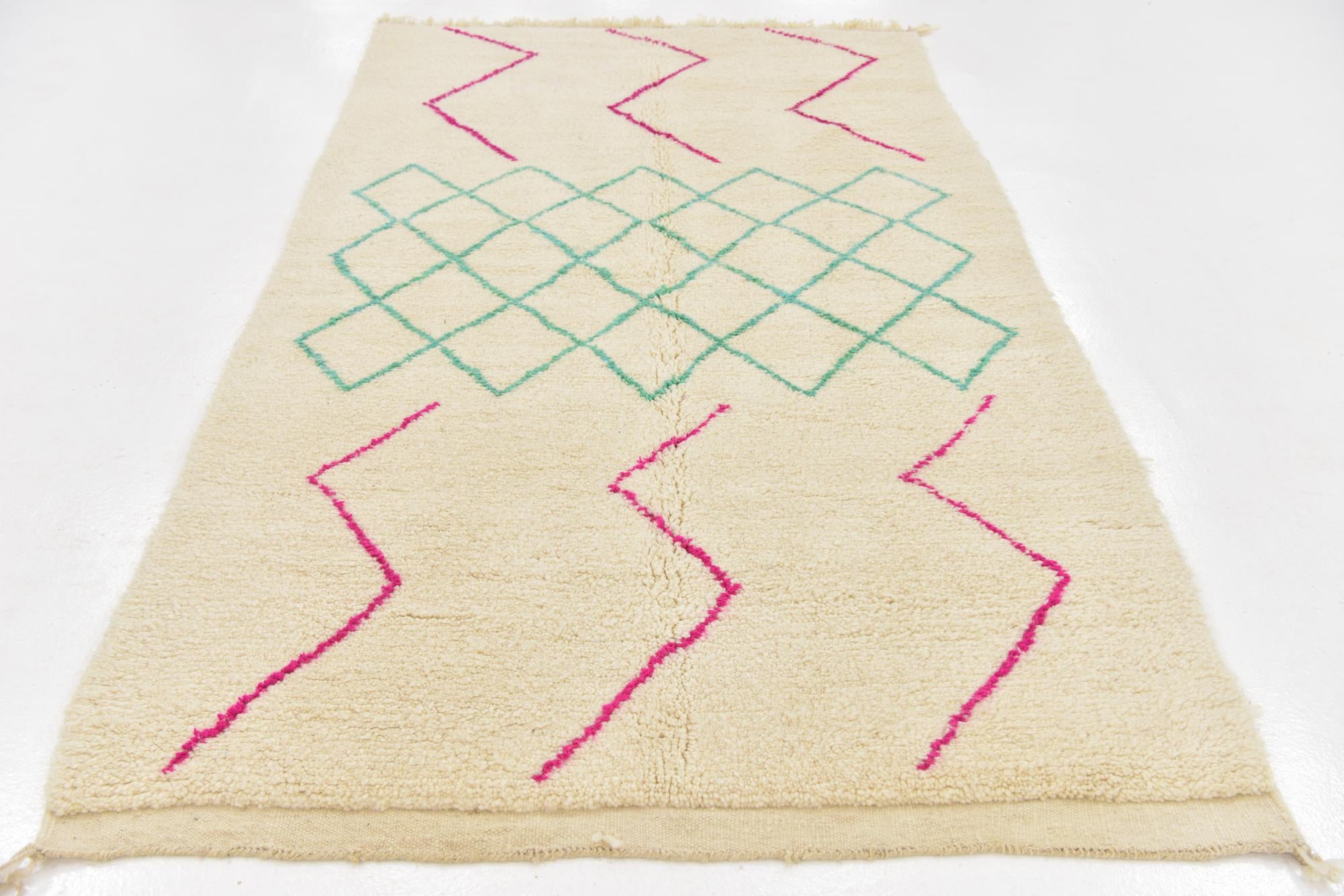 4' 10 x 8' 5 Hand Knotted Moroccan Wool Rug