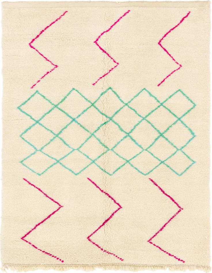 Detail image of 4' 10 x 8' 5 Hand Knotted Moroccan Wool Rug