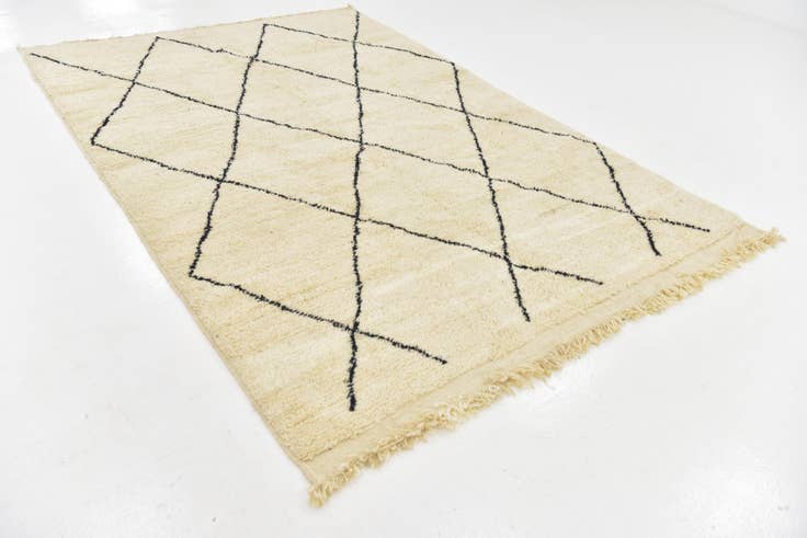 Detail image of 6' 3 x 9' 3 Hand Knotted Moroccan Wool Rug