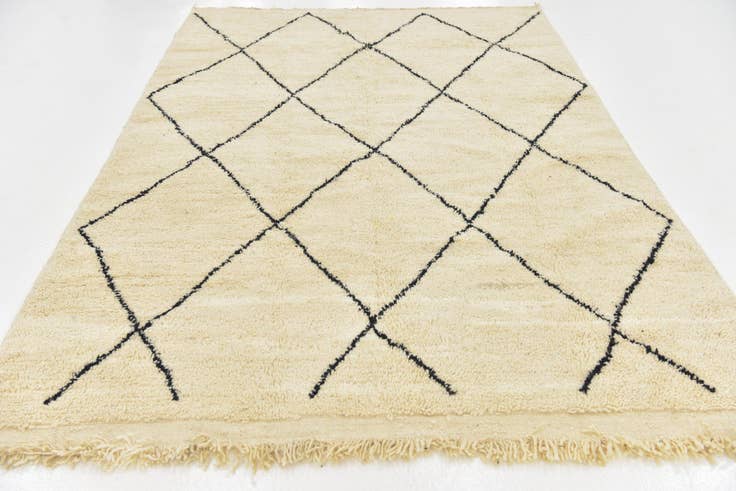 Detail image of 6' 3 x 9' 3 Hand Knotted Moroccan Wool Rug