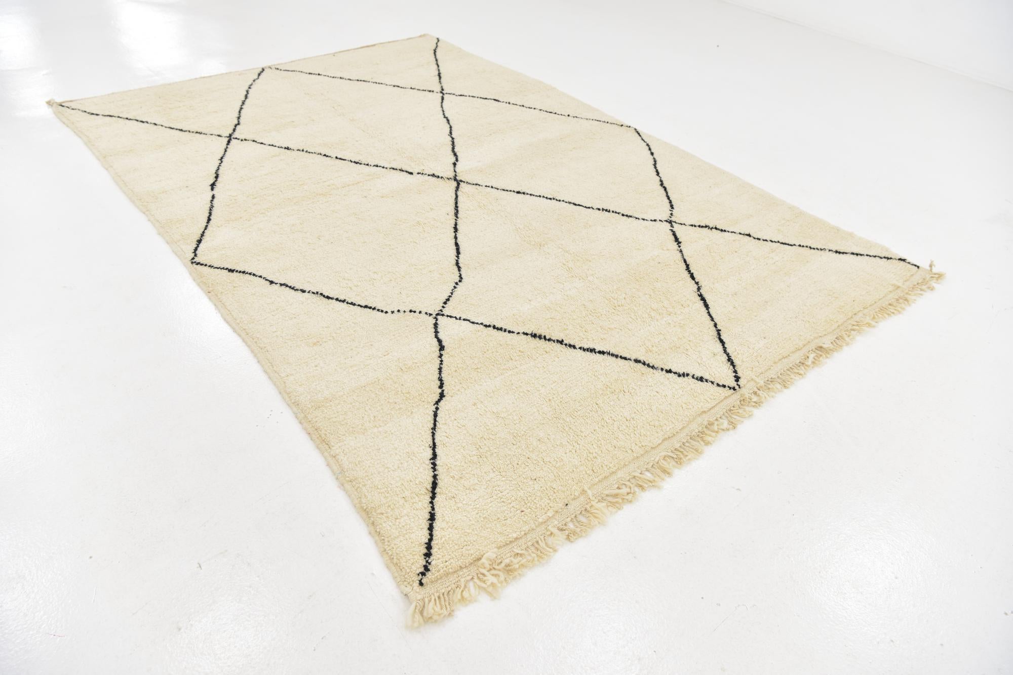 6' 8 x 9' 7 Hand Knotted Moroccan Wool Rug