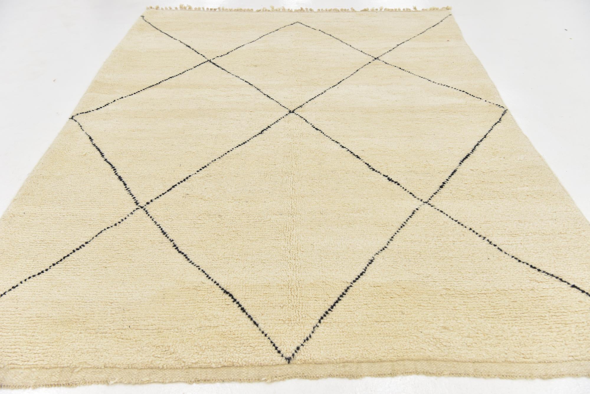 6' 7 x 9' 4 Hand Knotted Moroccan Wool Rug
