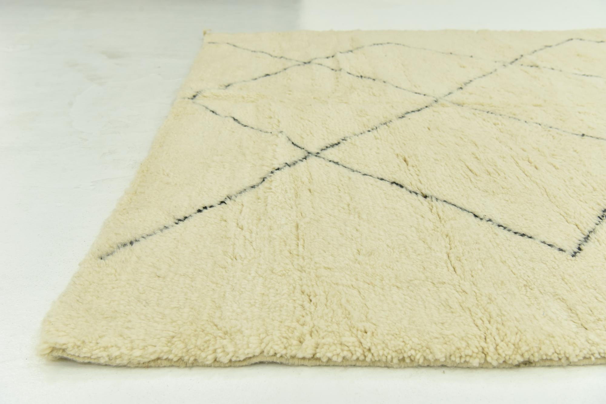 6' 7 x 9' 4 Hand Knotted Moroccan Wool Rug