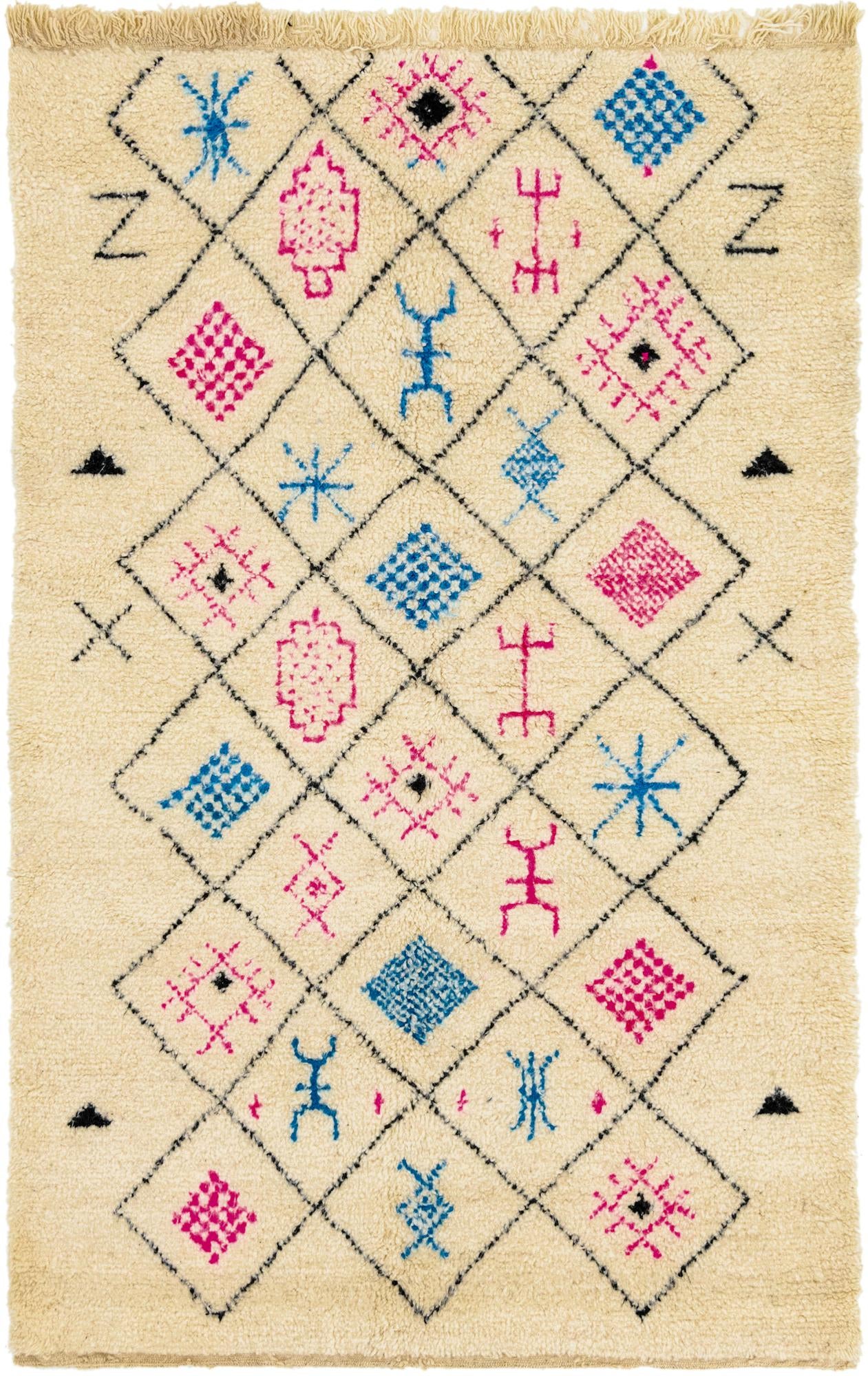 5' 2 x 7' 9 Hand Knotted Moroccan Wool Rug
