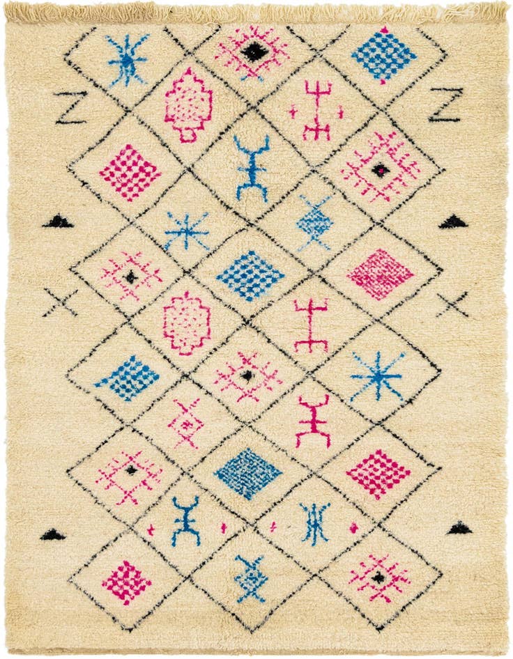 Detail image of 5' 2 x 7' 9 Hand Knotted Moroccan Wool Rug