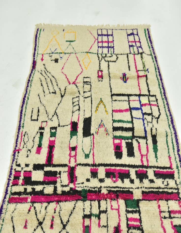 Detail image of 4' 7 x 9'  Hand Knotted Moroccan Wool Rug