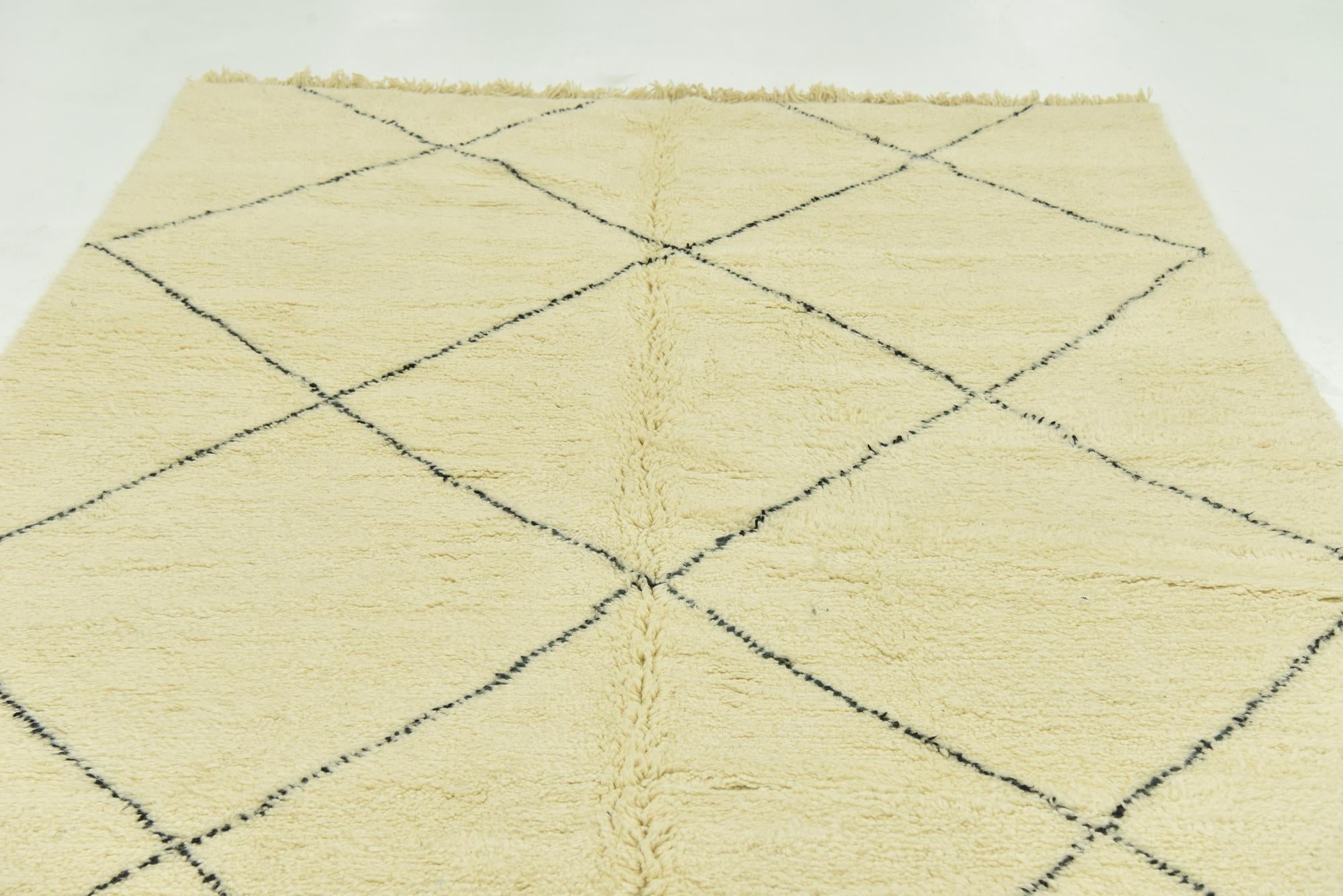 6' 6 x 9' 5 Hand Knotted Moroccan Wool Rug