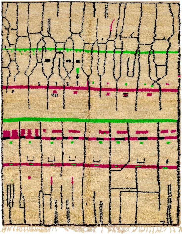 Detail image of 6' 6 x 9' 7 Hand Knotted Moroccan Wool Rug