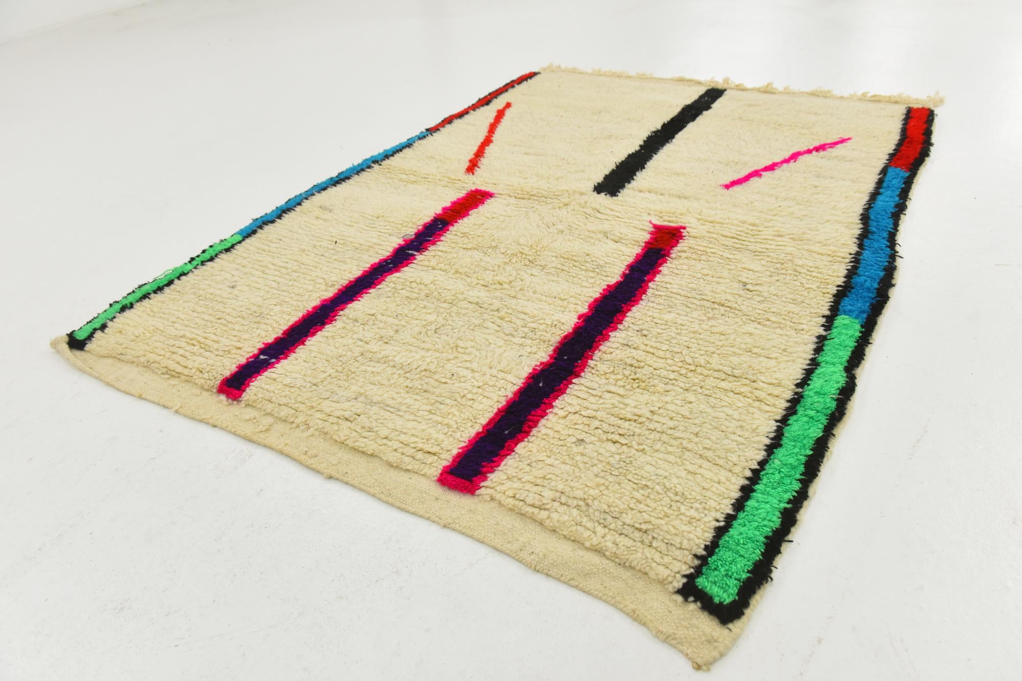 3' 4 x 4' 10 Hand Knotted Moroccan Wool Rug