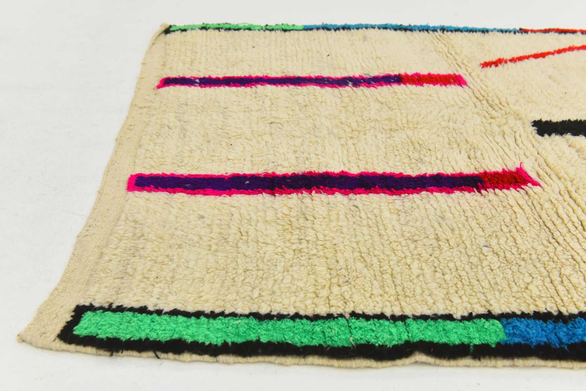 3' 4 x 4' 10 Hand Knotted Moroccan Wool Rug