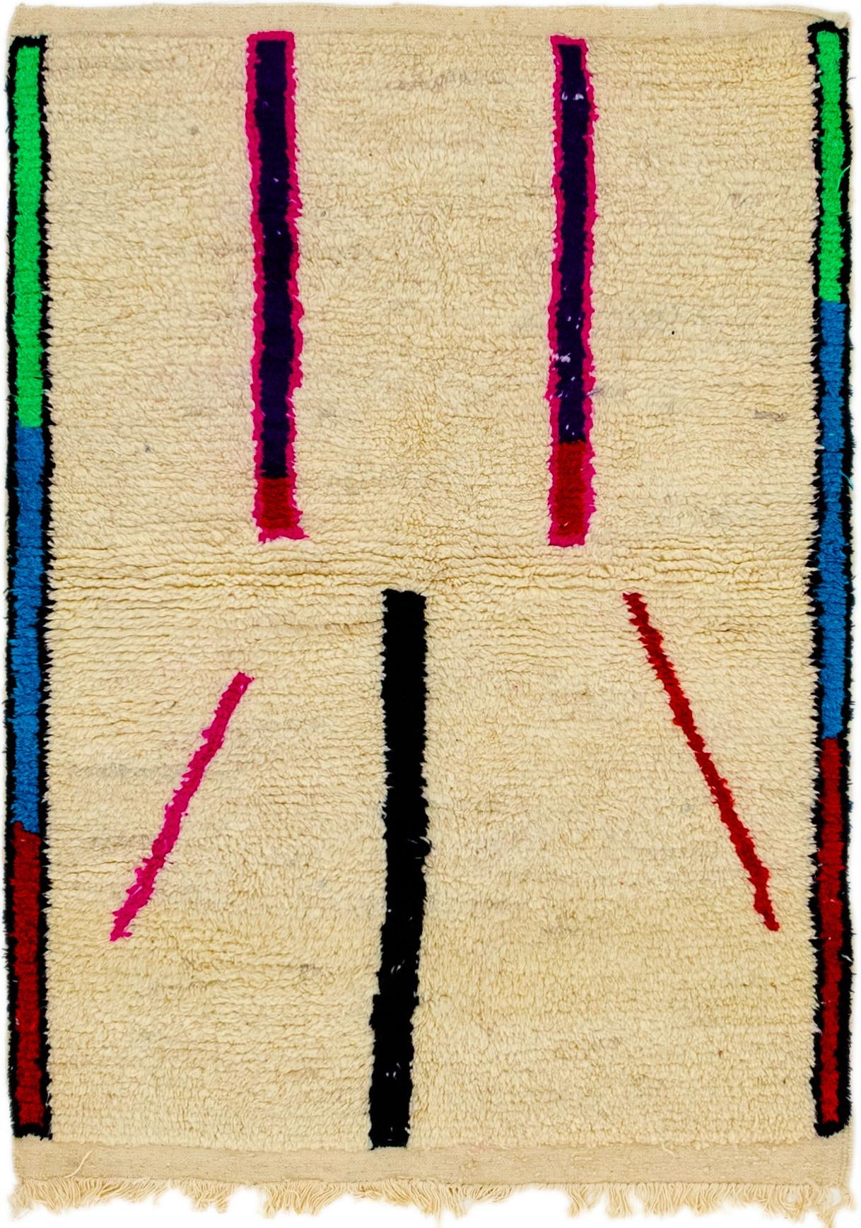 3' 4 x 4' 10 Hand Knotted Moroccan Wool Rug