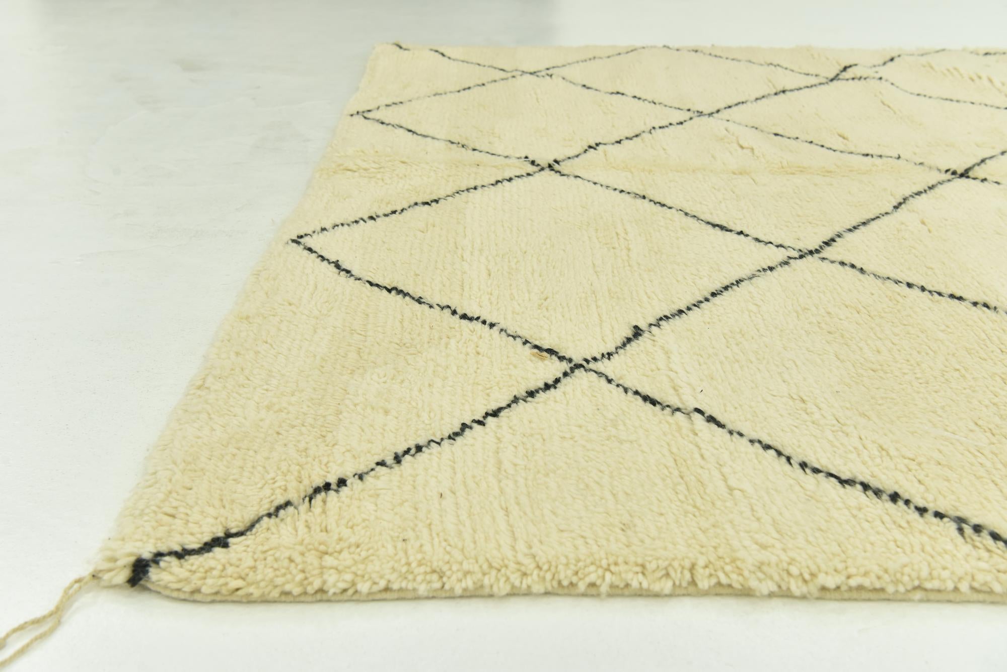 6' 7 x 9' 7 Hand Knotted Moroccan Wool Rug