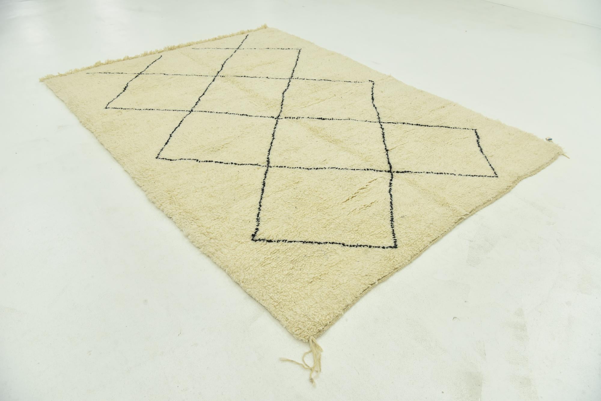 6' 9 x 9' 8 Hand Knotted Moroccan Wool Rug